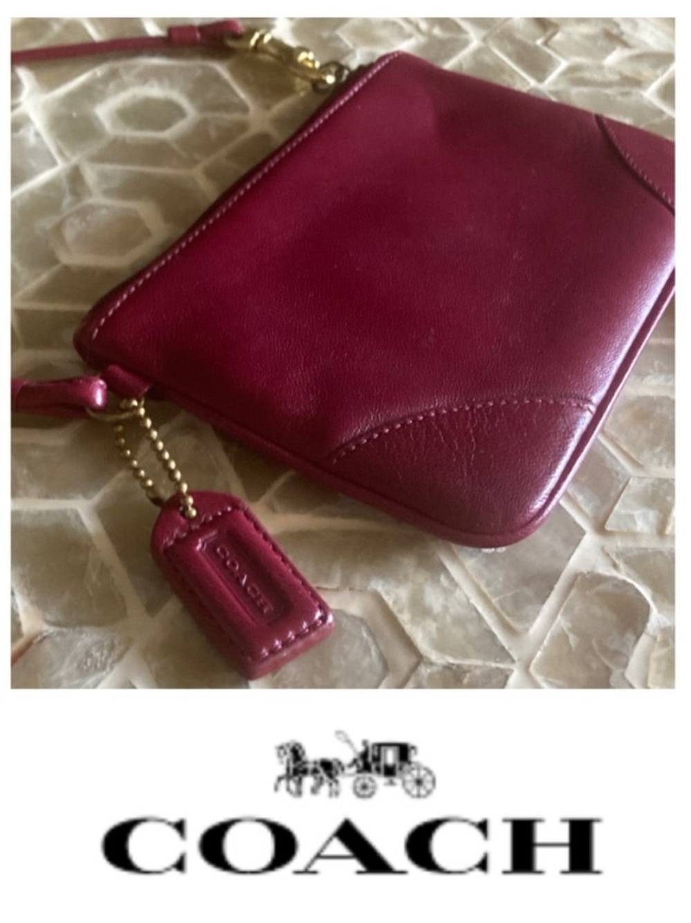 Coach vintage legacy wristlet/mini bag in maroon
